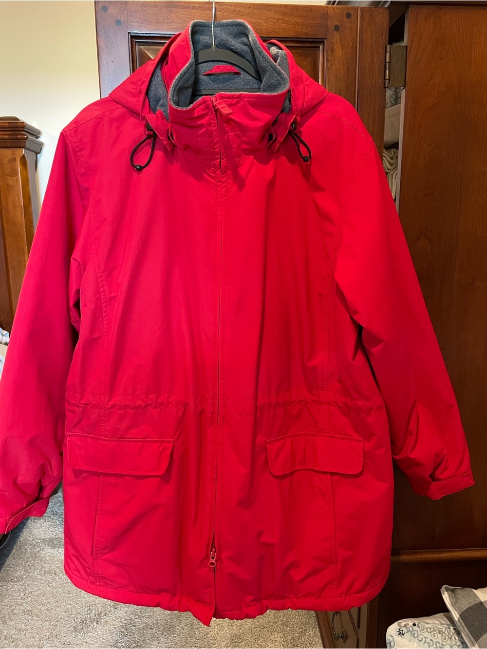 Lands' End Women's Bright Red Hooded Ski Jacket